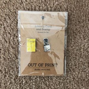 Out of Print Library Card and Stamp enamel pin set